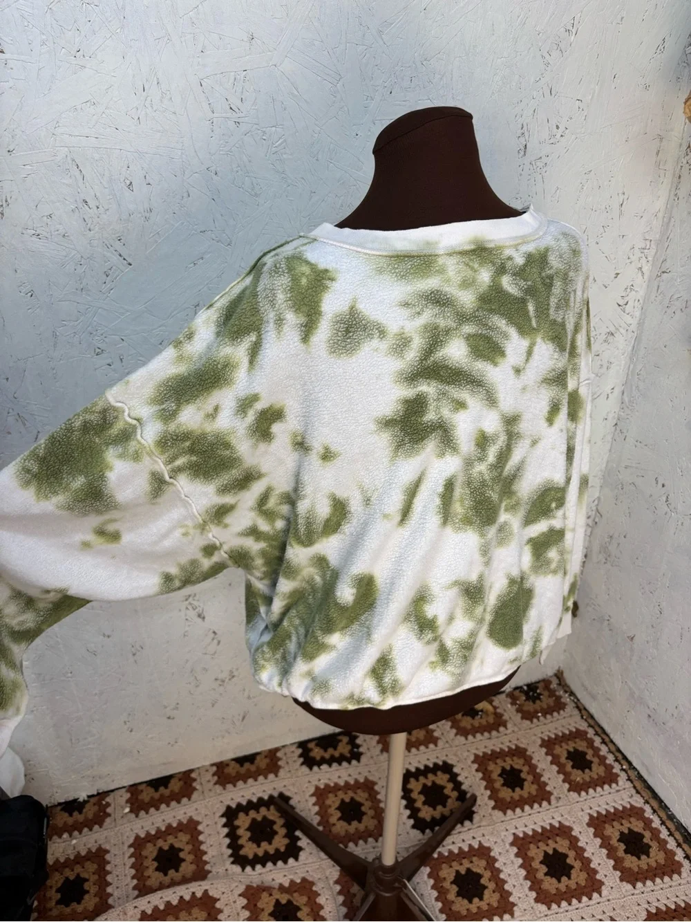 Intimately Free People Kelly Tie Dye Green Washed Sweatshirt Oversized Small